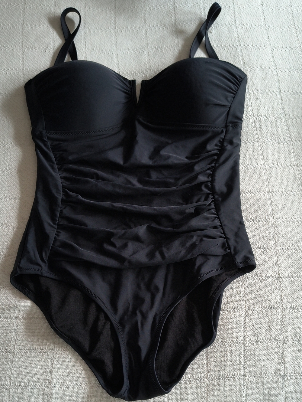 Black Ruched One-Piece Swim Suit – Women